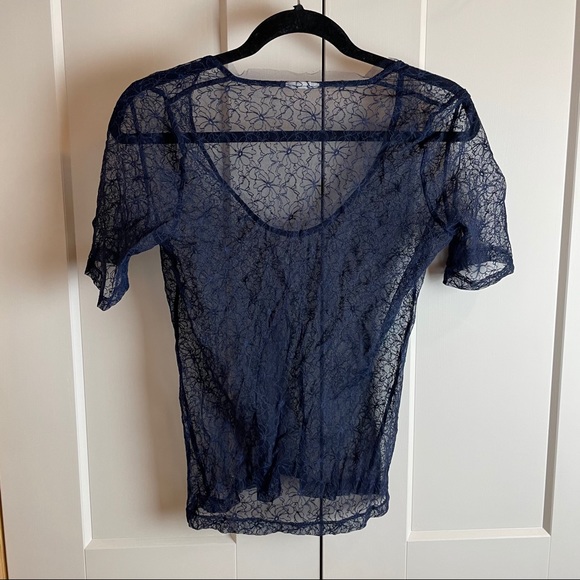 Sheer navy lace tee - Picture 2 of 3